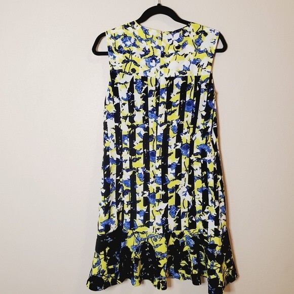 Peter Pilotto Target Yellow Blue white black striped Flower drop waist dress - Picture 7 of 7
